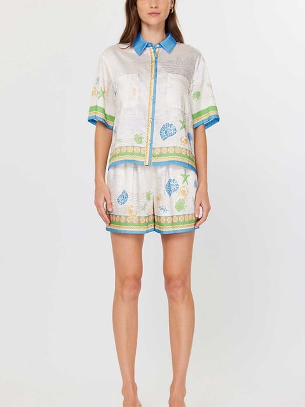 Current Air Blue, Green & Gold Nautical Short Pajama Set